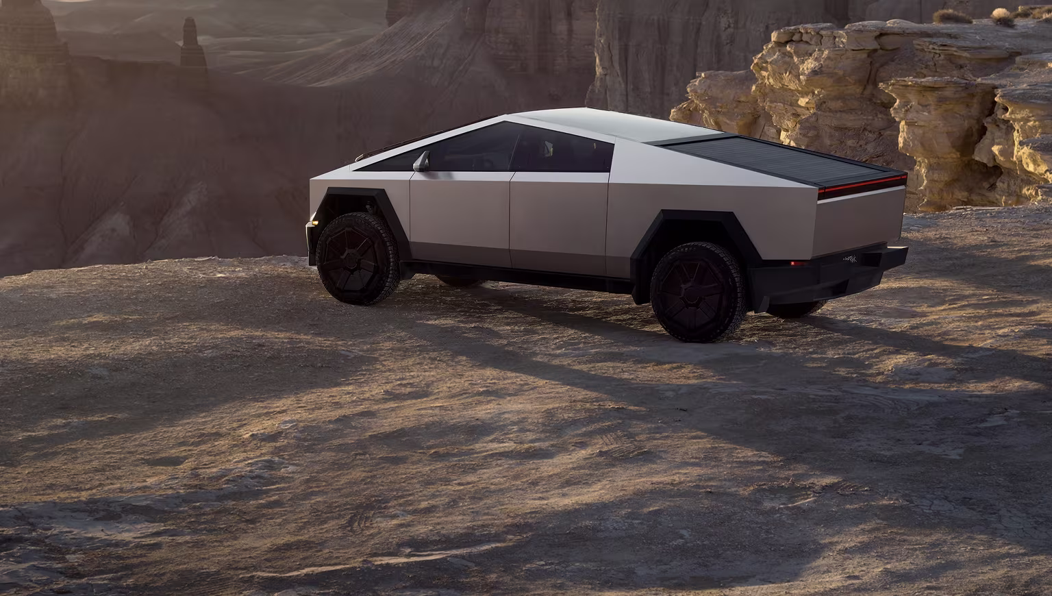 Tesla Cybertruck product image; rental vehicle may differ
